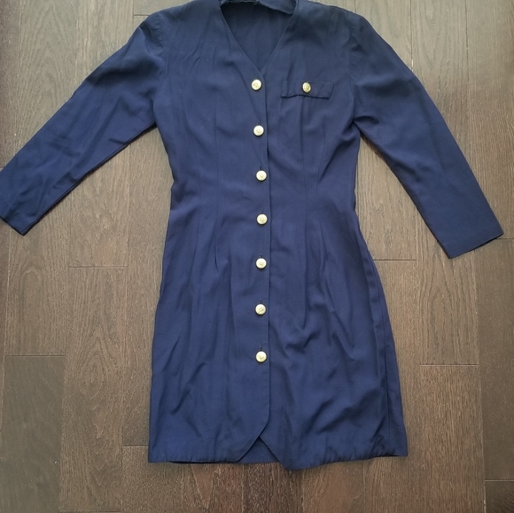 Vintage navy shirt dress - Picture 2 of 7